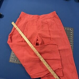 Athleta Linen Capri Pants Size 16 Tall Peach / Coral Wide-Leg Zip-Pockets - New